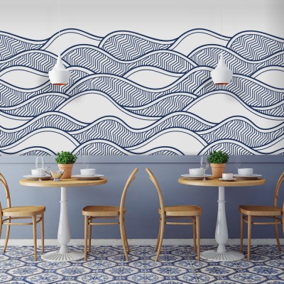 Κύματα της θάλασσας, Line Art, Ταπετσαρίες Τοίχου, 100 x 100 εκ. (45360)